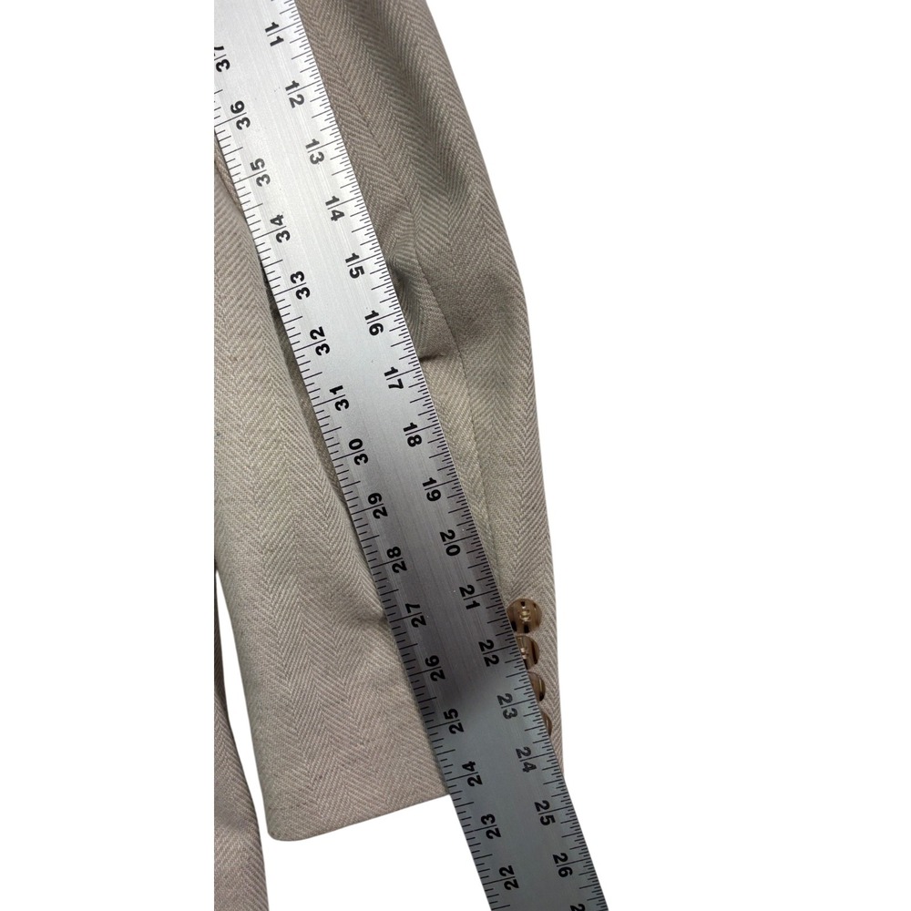 vtg 70s Tregos Western 40R Beige Herringbone Tweed Blazer Jacket Sport Coat USA - Picture 9 of 10